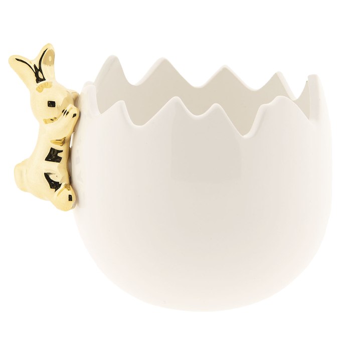Dekorační váza králík s vajíčkem - zlatá