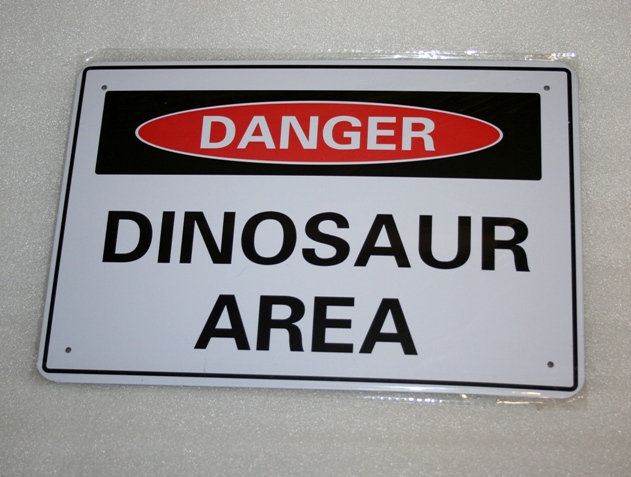 Kovová tabulka Dinosaur area